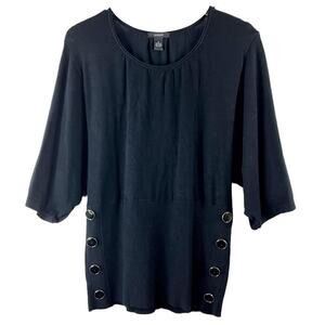 Alfani Side-Button Black Side Button Pullover Womens Size M